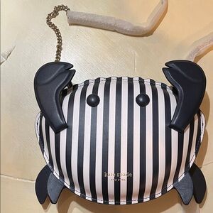 KATE SPADE  NY Shelly cross body navy blazer and creamy white striped leather